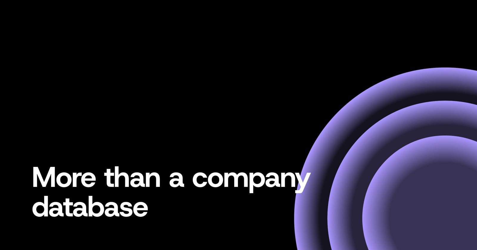 Co:cubed article graphic: "More than a company database" in white on black, with purple concentric rings
